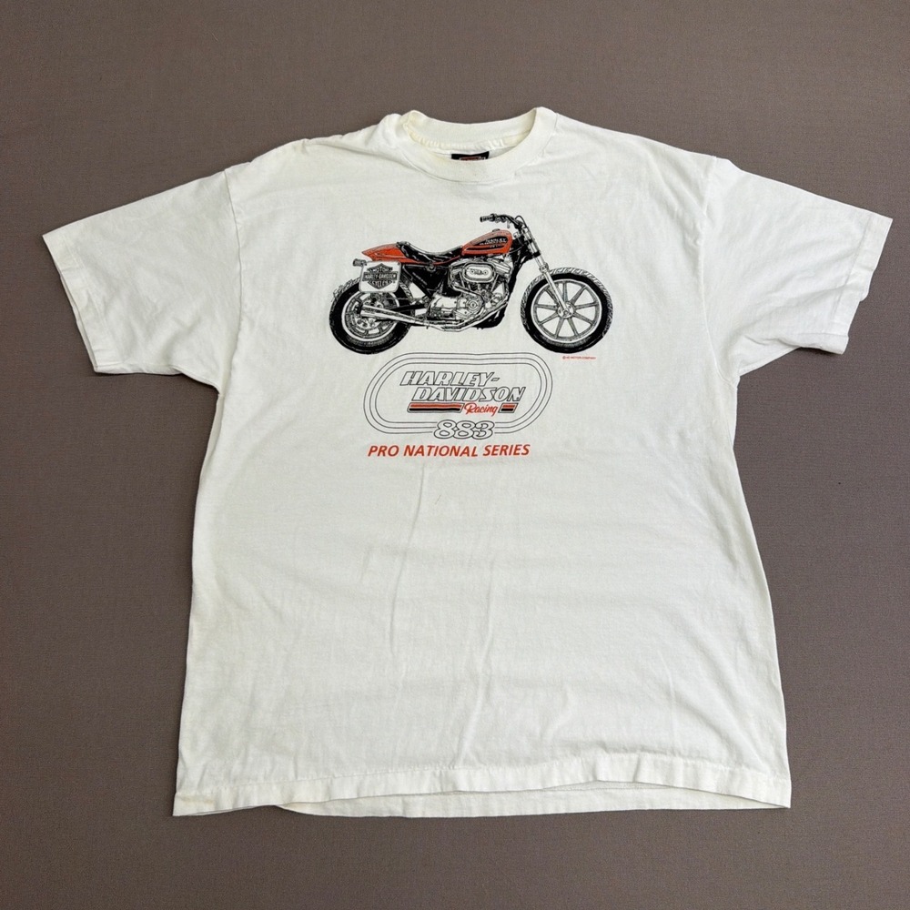 Harley Davidson Racing 883 Pro National Series White Graphic T-Shirt XL Vintage